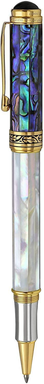 Maestro® 18K Gold Plated Rollerball Pen - Oceanic White Mother of Pearl & Paua Abalone - Gifts for You 'n Me