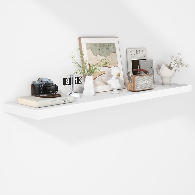 Fun Memories Floating Shelves - 12 Inch Rustic Wooden Wall Shelves - Extra Deeper & Thicker Wall Mounted Storage Shelf for Living Room, Kitchen, Farmhouse - 55