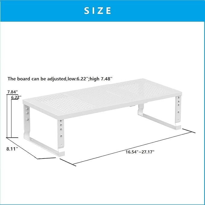 Expandable,Adjustable & Stackable Spice Rack, Cabinet Kitchen Countertop Shelf Organizer,Metal Pantry Storage Shelves - Space-Saving Storage Solution(1Pack/White/Medium)