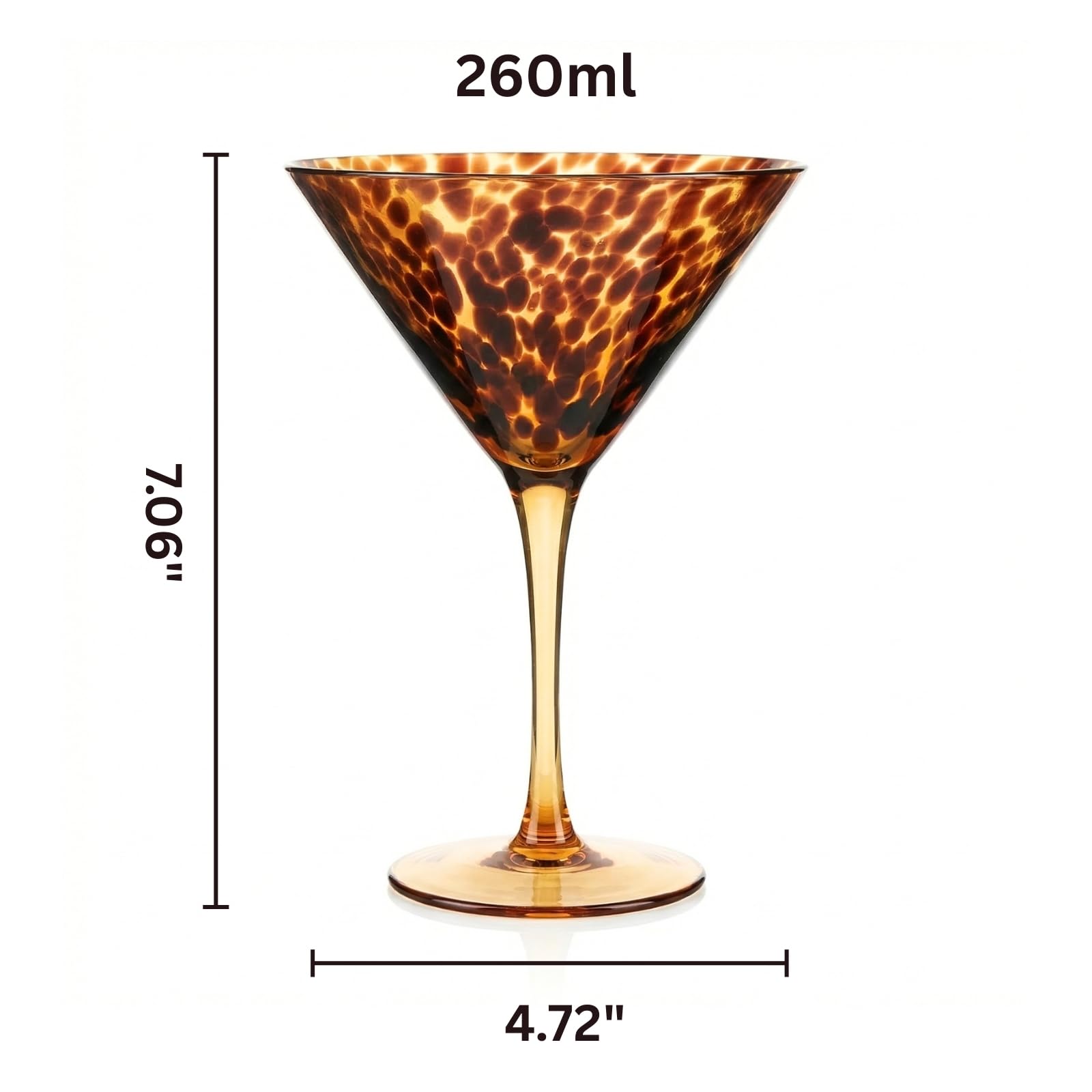 Tortoise Leopard Print Martini 9oz - Set of 4, 7.1