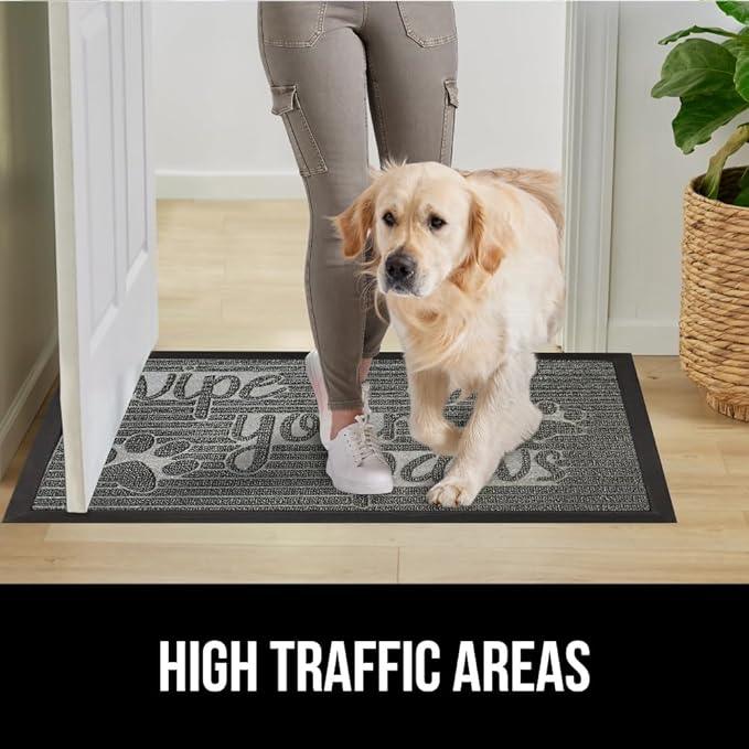 GORILLA GRIP 100% Waterproof All-Season WeatherMax Doormat US Designed Natural Rubber, Stain and Fade Resistant, Low Profile Indoor Outdoor Door Mats, Easy Clean Patio Mat, 17x29, Stone Paws