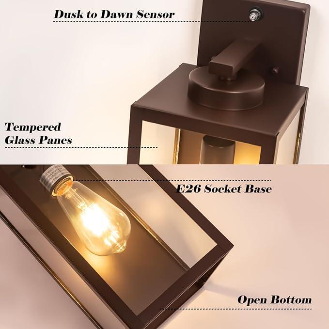 Oil-Rubbed Bronze Dusk to Dawn Outdoor Wall Light, Large 16
