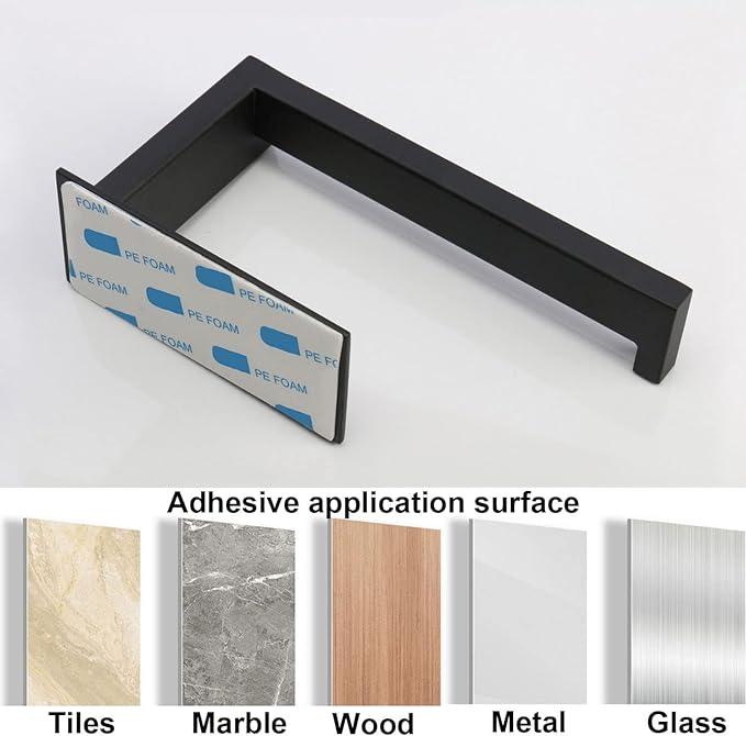 Toilet Paper Holder, Self Adhesive Tissue Holder Stainless Steel Rustproof Paper Roll Holder, No Drilling Easy to Install, Toilet Paper Rack Suitable for Office, Bathroom (2, Matte Black)