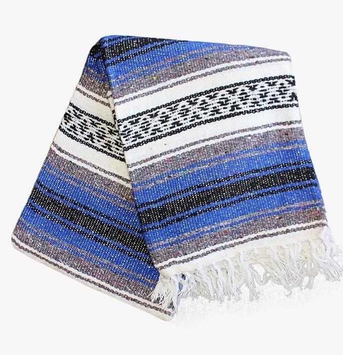 Del Mex Classic Mexican Blanket, Large Authentic Woven Falsa Throw (70