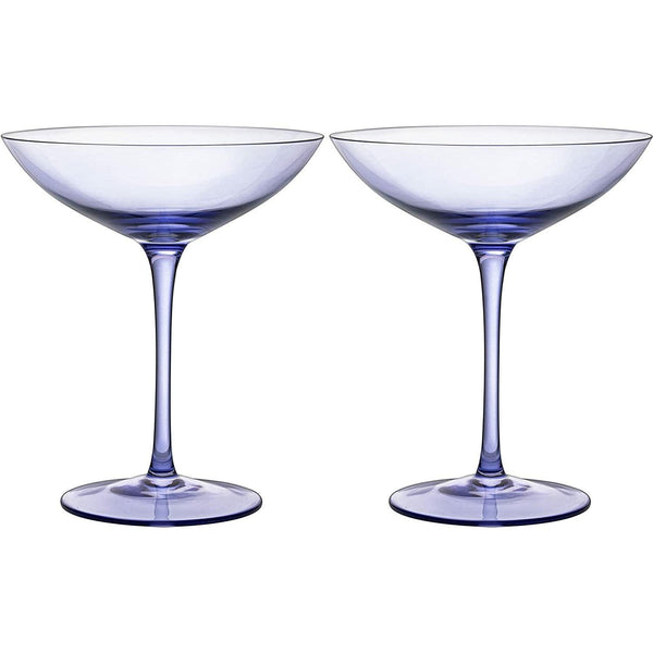 Champagne Coupes 12oz by The Wine Savant - Colorful Champagne Glasses, Prosecco, Mimosa Glasses Set, Cocktail Glass Set, Bar Glassware Luster Glasses (2, Lavender)