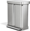 simplehuman 58 Liter / 15.3 Gallon Rectangular Hands-Free Dual Compartment Recycling Kitchen Step Trash Can with Soft-Close Lid, Brushed Stainless Steel