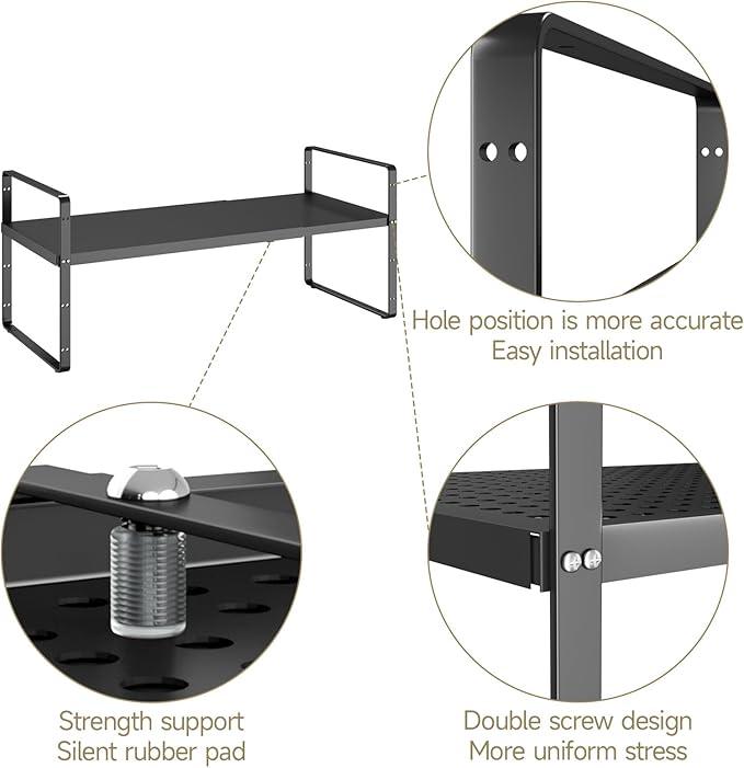 Hole Pattern Expandable Shelf Organizer,2Pack 10.2