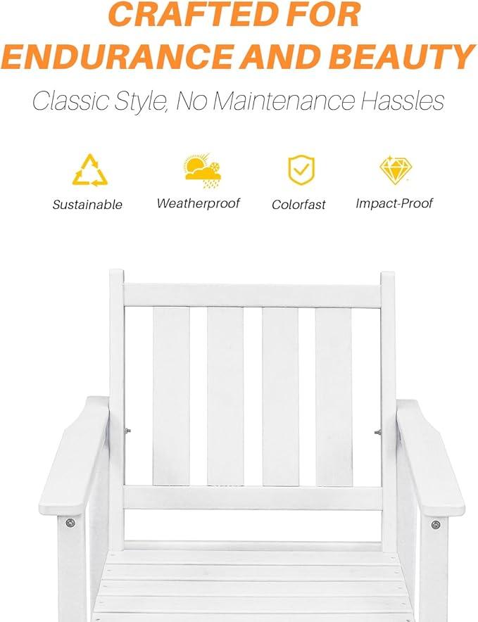 HDPE Patio Dining Set, 5-Piece Outdoor Table and Chairs with Umbrella Hole, Modern Outdoor Dining Set for 4, HDPE Outdoor Patio Furniture Dining Sets for Deck, Poolside, Porch, Pearl