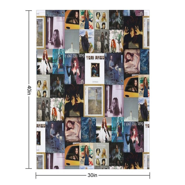 Tori Amos Album Records Collage Collection Print Throw Blanket