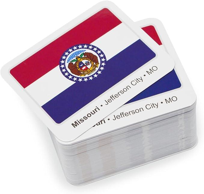 Menique U.S. States Flags Memory Matching Game – 100 Cards (50 Pairs) – Learn State Flags, Capitals & Abbreviations – Educational Card Game for Kids and Adults