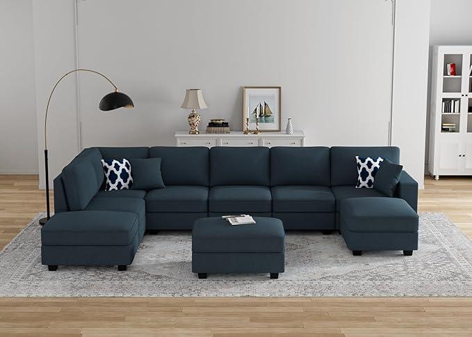 L Lengend Vansen Modular Sectional Sofa U Shaped Couch with Ottoman Modern Reversible Corner Sectional Couch for Living Room (Charcoal, U Shaped Sofa-4)