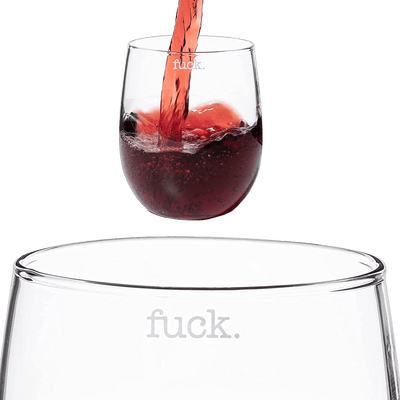 F*CK Wine Glass Single Set, Large 11 oz Glasses, Fuck Fucking Glass Unique Italian Style Tall Stemless for White & Red Wine, Water, Novelty Tumbler, Gifts, Comedy Beautiful Glassware (Stemless)