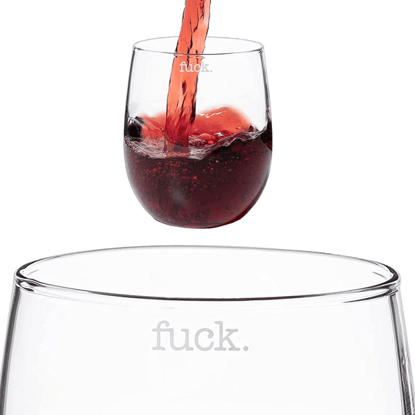 F*CK Wine Glass Single Set, Large 11 oz Glasses, Fuck Fucking Glass Unique Italian Style Tall Stemless for White & Red Wine, Water, Novelty Tumbler, Gifts, Comedy Beautiful Glassware (Stemless)