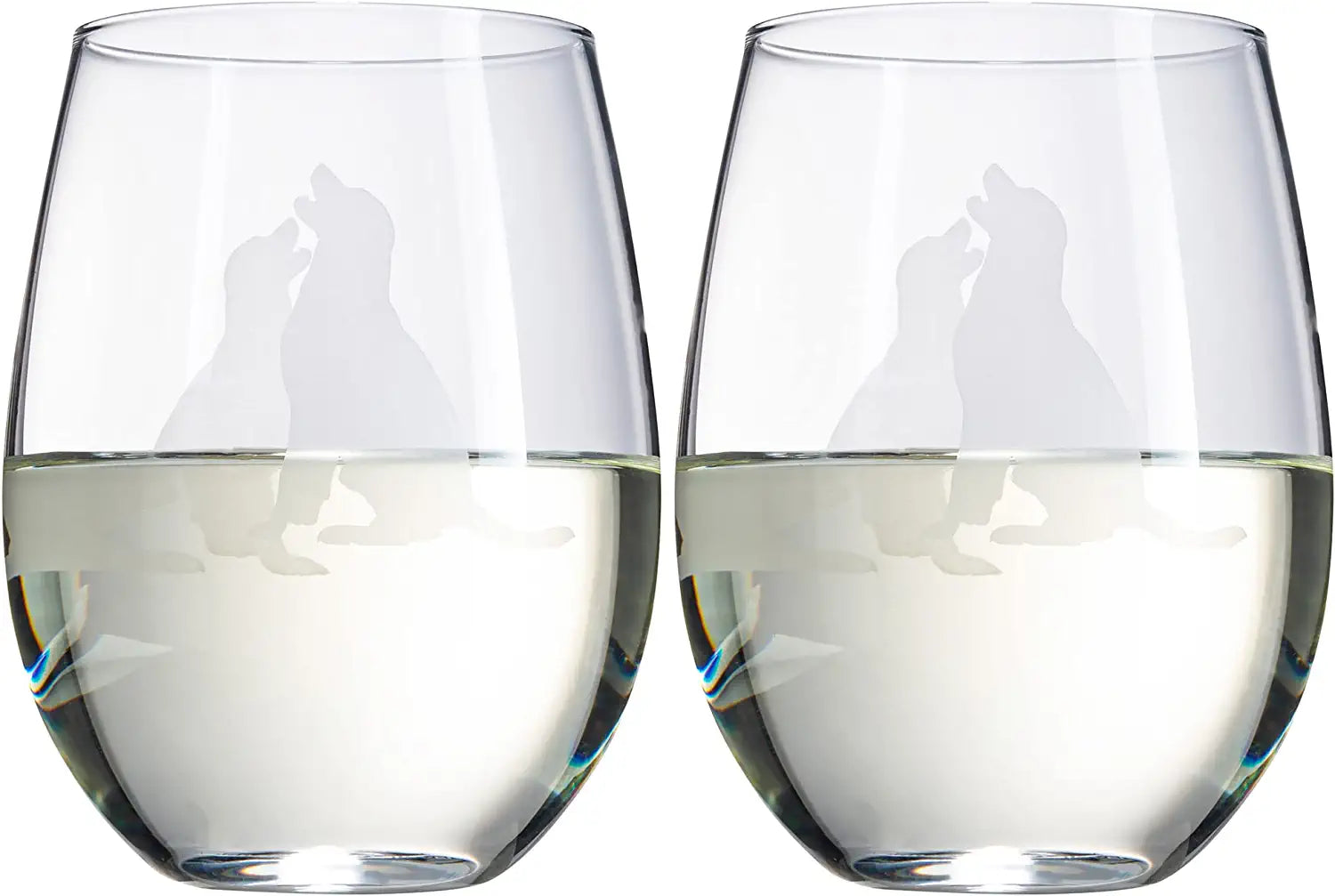 Set of 2 Labrador Dog Stemless Wine Glasses by The Wine Savant - Lab Retriever Puppy & Doggy Lover Him & Her - Dogs Silhouette - Glass Gifts Etched Tumblers for Anniversary, Wedding, Home Bar Gifts
