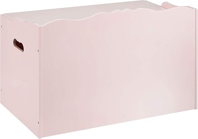 Amazon Basics Kids Toy Box, Wooden Organizer Storage Chest, Pink, 30