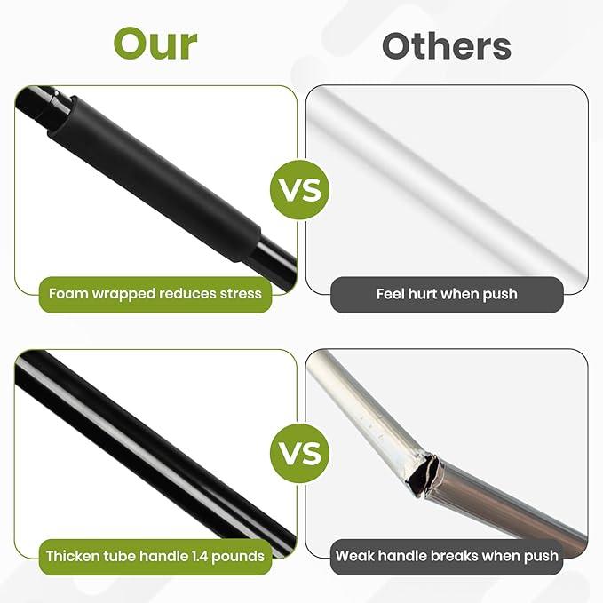 24-Inch Push Broom Outdoor with Stiff Bristle, Heavy Duty Broom Brush with 63” Long Handle for Deck Patio Driveway Garage Warehouse Shop Floor Sweeping & Scrubbing