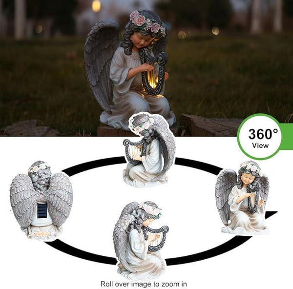 Solar Garden Statues Outdoor Angels Lights, Unique Housewarming Garden Gifts for Women Mom Wife Grandma and Sisters，Cute Angels Sculpture Decoration for Patio, Terrace, Balcony, Lawn