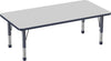 FDP Rectangle Activity School and Classroom Kids Table (30 x 60 inch), Toddler Legs, Adjustable Height 15-24 inches - Gray Top and Navy Edge
