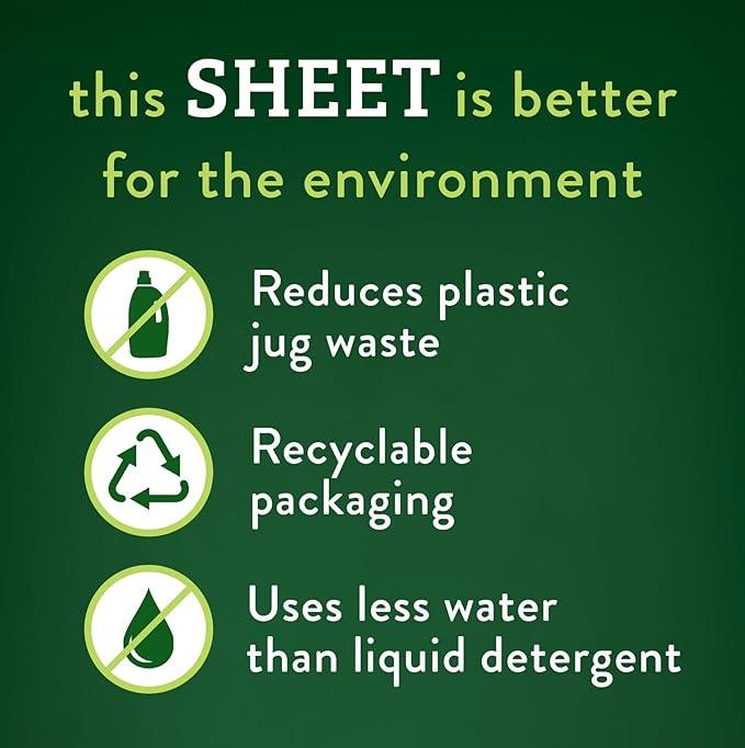 Biokleen Laundry Detergent Sheets - Dye & Fragrance Free, Hypoallergenic, Enzymatic Cleaner, Stain Remover, Bio Active Formula, No Plastic Jug, Unscented, 100 Loads