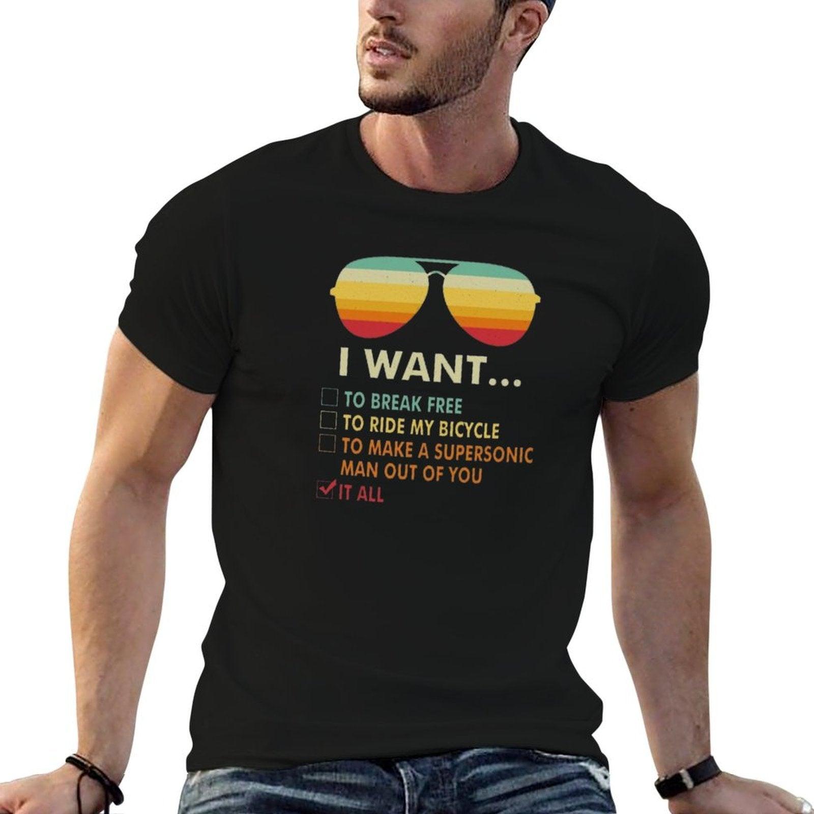Funny Music Lover Gift Bicycle Costume I Want It All  Vintage-inspired T-Shirt