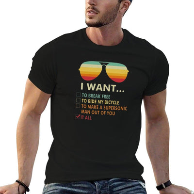 Funny Music Lover Gift Bicycle Costume I Want It All  Vintage-inspired T-Shirt