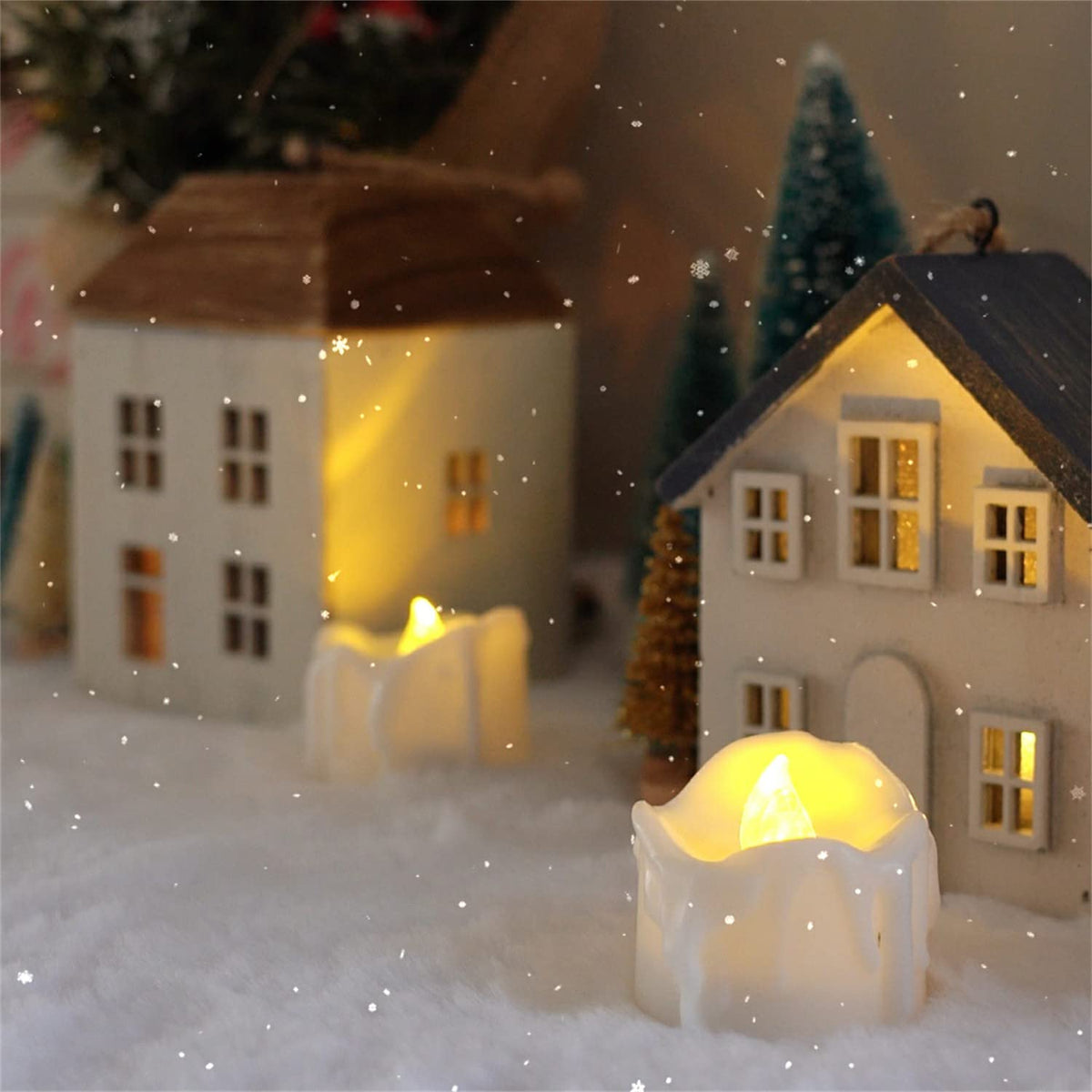 24 Flickering Tea Lights with Timer, Extra Batteries Included