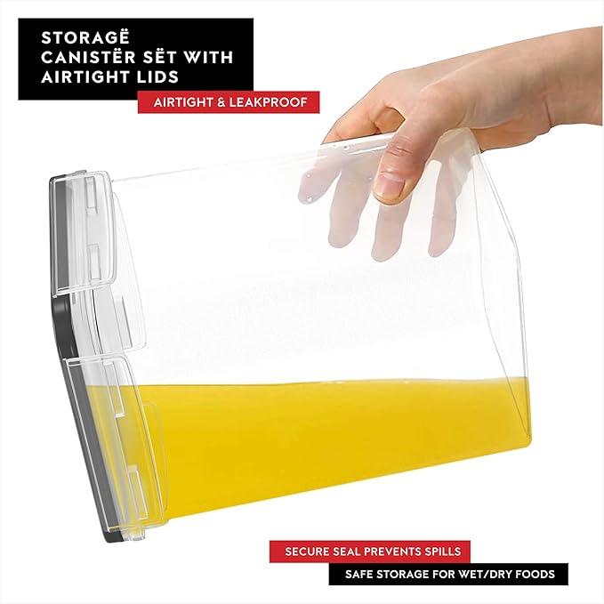 DWËLLZA KITCHEN Large Flour Sugar Storage Containers Set of 2; 175 FL. oz - 5.2L Plastic Airtight Food Storage Containers with Lids for Kitchen Pantry Organization - Food Containers, Labels & Marker