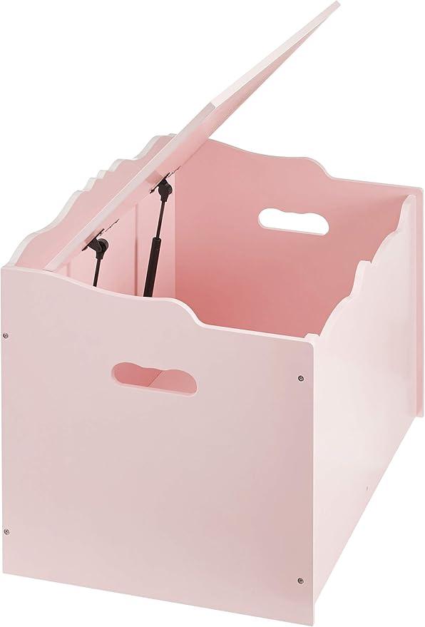 Amazon Basics Kids Toy Box, Wooden Organizer Storage Chest, Pink, 30