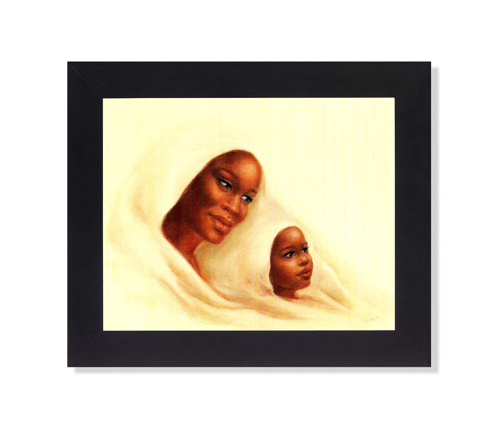 Black Framed Art Print – African American Mother Child 8x10 Wall Art