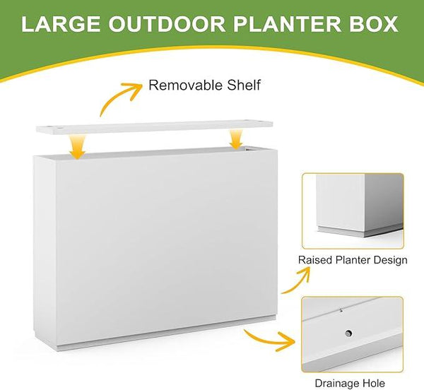 FENCY Metal Rectangular Planter Box Large Planters for Outdoor Plants, Tall Planters for Outdoor Plants with Drainage Holes, Rectangular Planters for Outdoor Plants (35.4