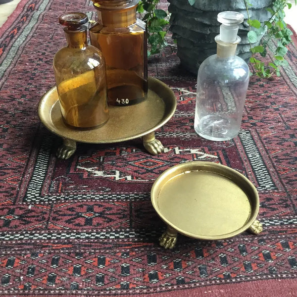 Small Claw Foot Round Dish with Gold Leaf