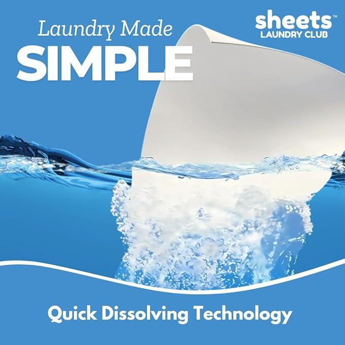 Sheets Laundry Club Laundry Detergent Sheets, 100 Loads - Lavender Scent, Eco-Friendly, Quick-Dissolving Formula, Hypoallergenic, Septic Safe, Plastic-Free Packaging - 50 Sheets
