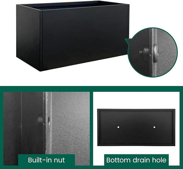 Galvanized Steel Metal Planter Rectangular Indoor Black Planter Box Large Outdoor Planters Steel 31.5