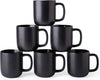 AmorArc 14oz Coffee Mugs Set of 6, Ceramic Coffee Mugs with Large Handle & Wavy Rim for Latte/Hot Cocoa/Tea, Stylish Coffee Mugs for Men Women. Oven,Dishwasher&Microwave Safe, Matte Black