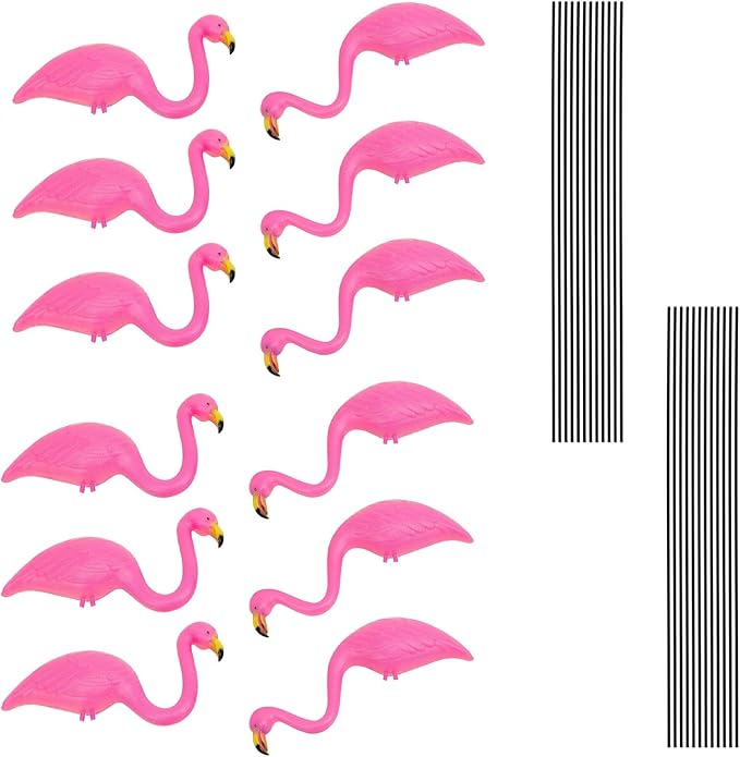 GiftExpress Pink Flamingos Yard Decorations - 12 Pack Small 14