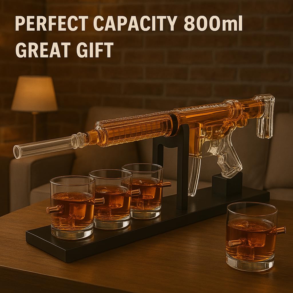 AR15 Whiskey Gun Decanter Set 1000 ml & 4 12oz Bullet Glasses