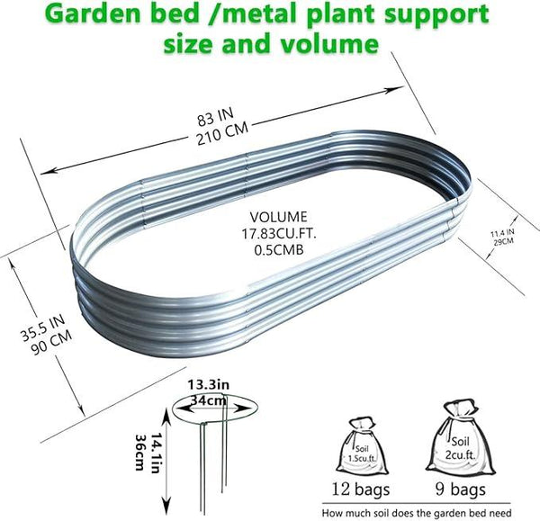 Raised Garden Bed, 2 Pcs 7×3×1ft Outdoor Galvanized Planter Boxes, Galvanized Garden Beds Outdoor with Metal Plant Stakes, Large Raised Garden Stock Tank, Garden Beds Outdoor for Vegetables