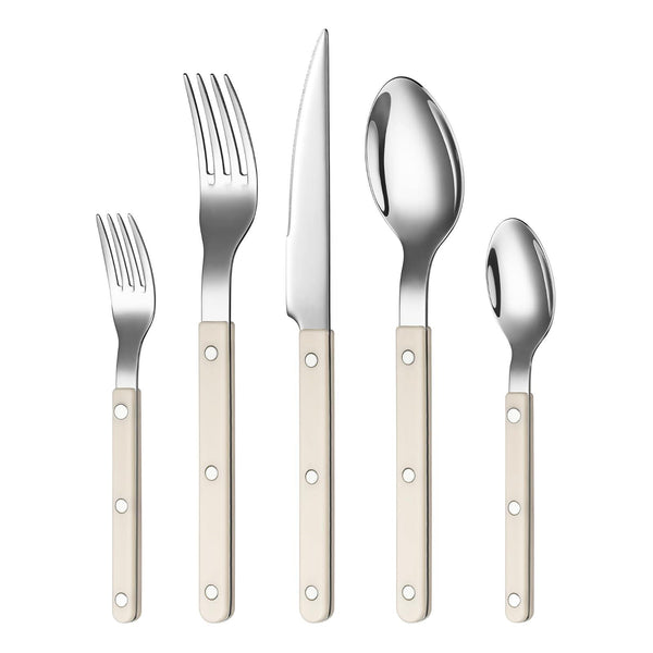 Khen Cream Cutlery Set of 20 –18/8 Stainless Steel Flatware