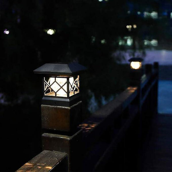 TWINSLUXES Solar Post Cap Lights Outdoor - Waterproof LED Fence Post Solar Lights for 3.5x3.5/4x4/5x5 Wood Posts in Patio, Deck or Garden Decoration 4 Pack