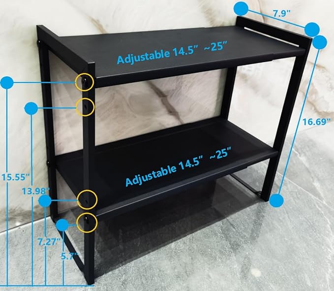 2 Tier Expandable Cabinet Shelf Organizer 14.5-25