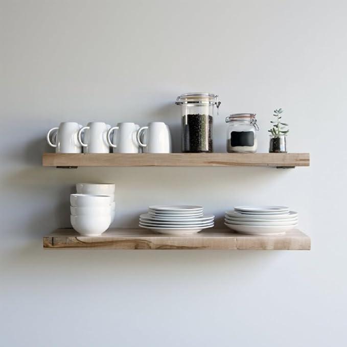 Urban Legacy Deep Floating Shelves | Wormy Maple with Furniture Grade Clear Coat | Low Profile Brackets | Set of 2 (48