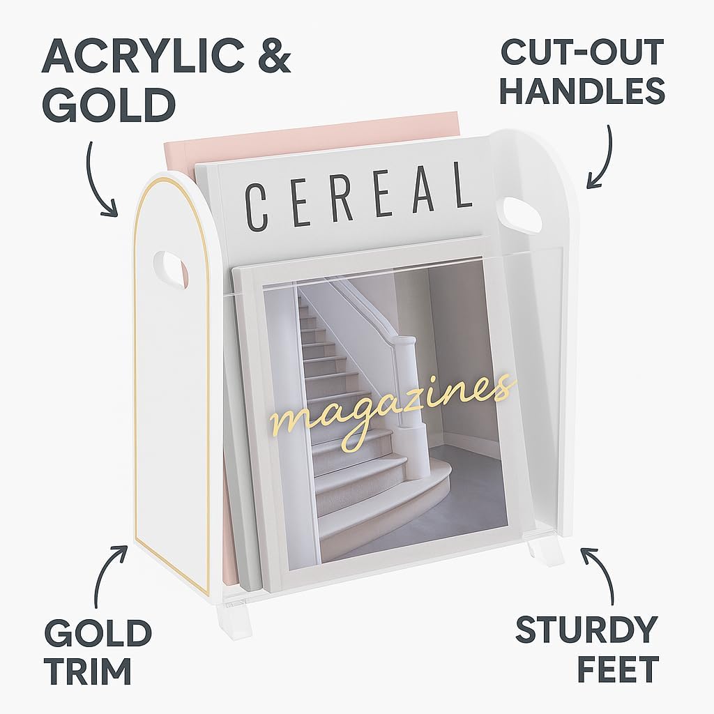 Khen Acrylic Magazine Holder with Gold Trim - 12.40