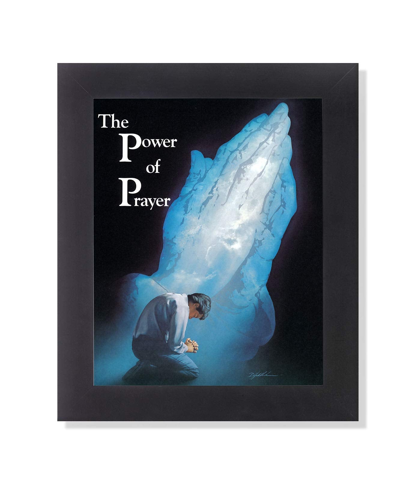 Praying Hands Wall Art – Framed Religious Wall Decor With Wood Frame & Glass