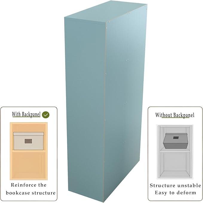8-Cube Storage Shelf Bookcase - Wooden 4-Tier Floor Standing Open Bookshelf, Modern TV Stand up to 55 Inchs for Home and Office, Light Blue