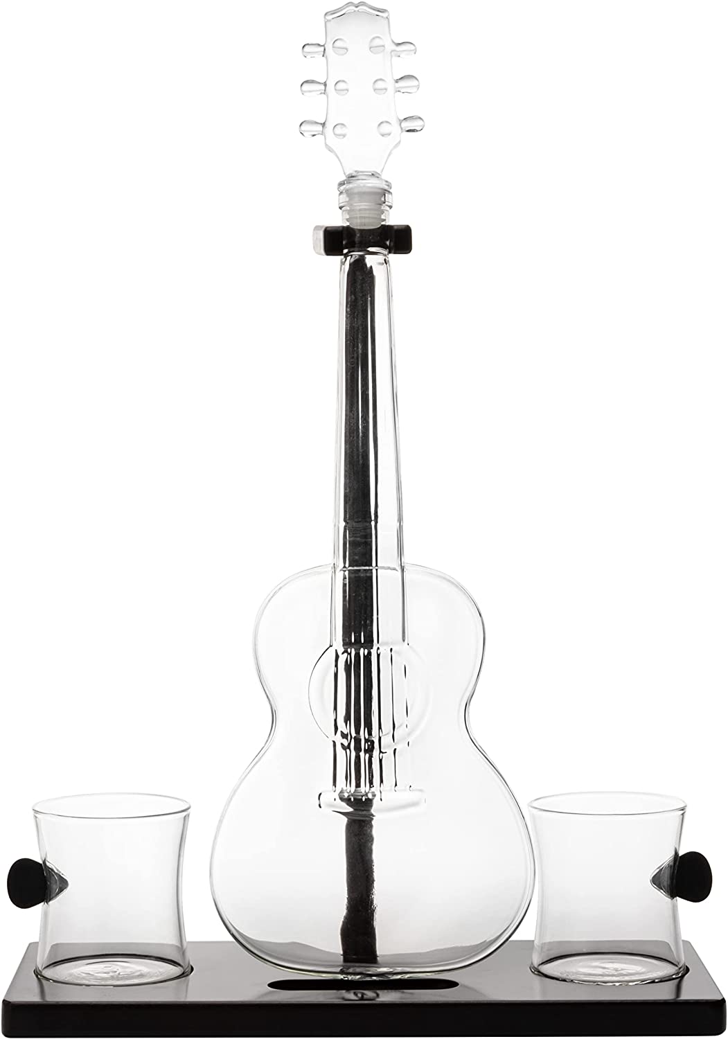 Guitar Whiskey & Wine Decanter & Mahogany Base - The Wine Savant 1000 ML Glass Decanter with 2 10oz Glasses 14