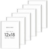 HAUS AND HUES 12x18 White Metal Picture Frames - Features Premium Aluminum, Vertical & Horizontal Hang, Shatterproof Plexiglass - Perfect for Home, Room, Office (12x18 in, White, Set of 6)