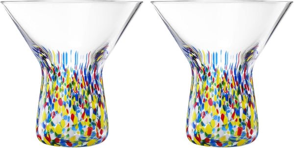 The Wine Savant Stemless Martini Glasses Hand Blown - Set of 2 Clear