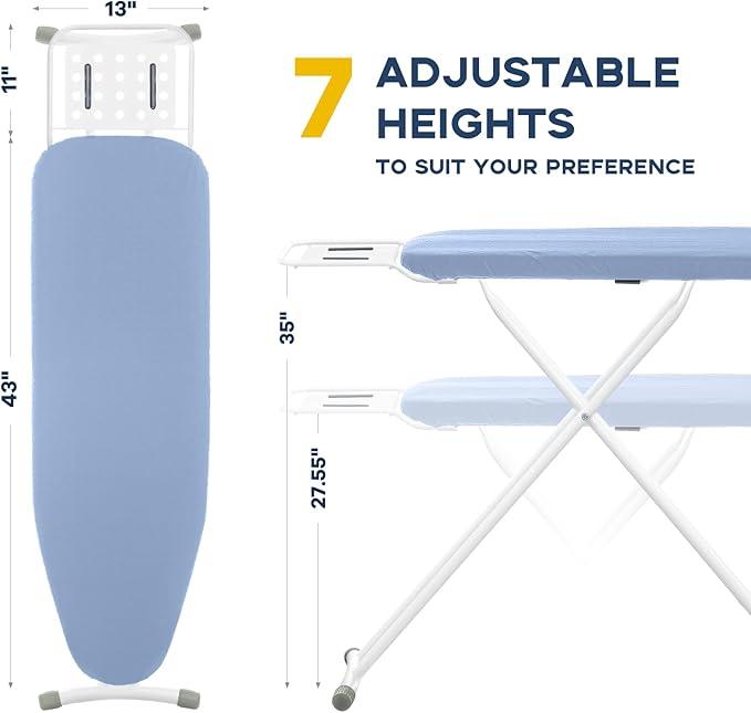 Full Size Ironing Board with Iron Rest, Heavy Duty Compact Ironing Board 43