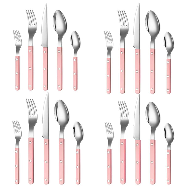 Khen Pink Cutlery Set of 20 –18/8 Stainless Steel Flatware