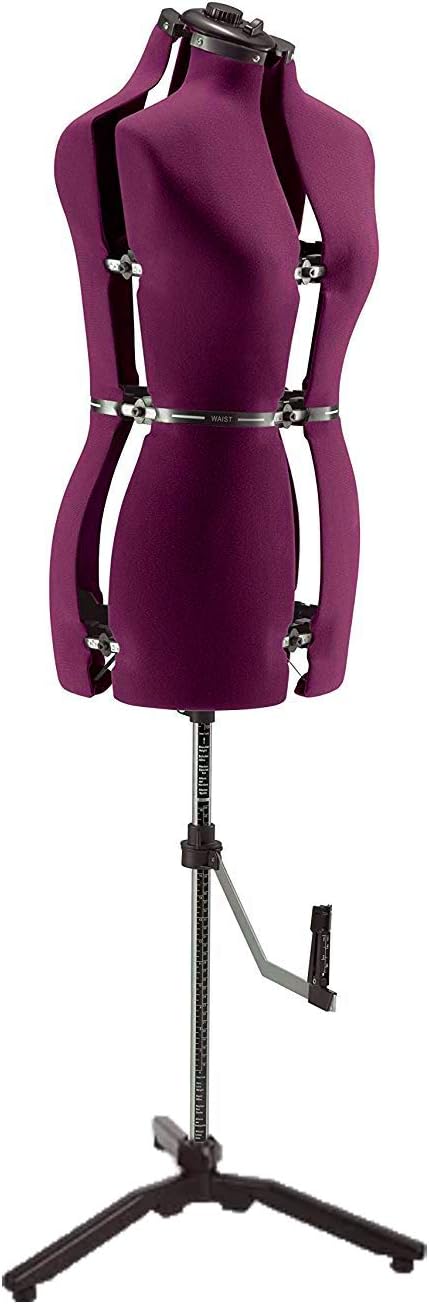 FAMILY DRESSFORM Medium Adjustable Mannequin Dress Form - Burgundy